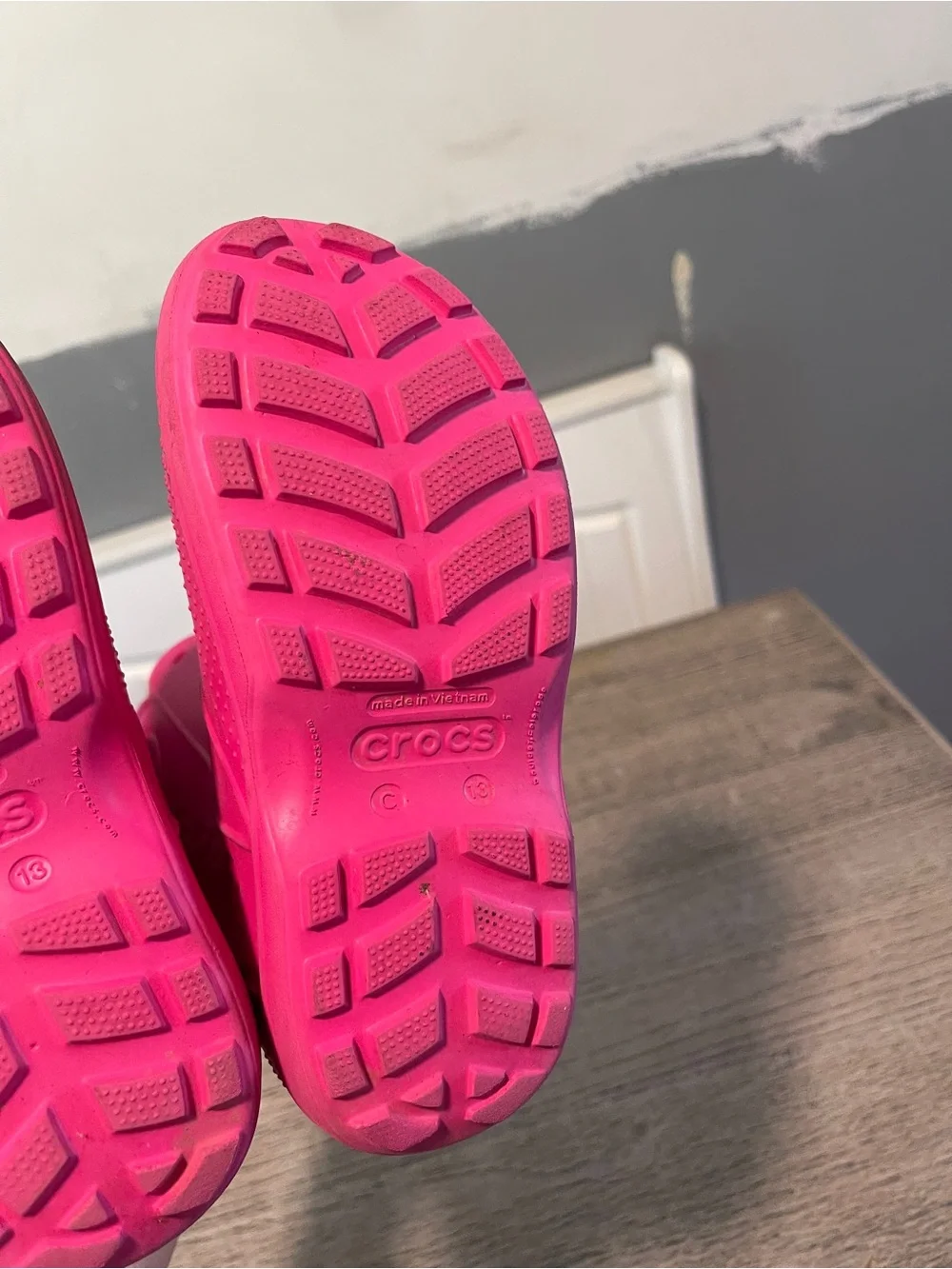 Crocs Handle It Rain Boots Kids Pink Slip On Lightweight Waterproof Outdoor C13